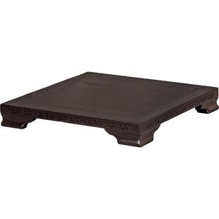 黑檀木长方正方形回纹实木平板底座茶具茶壶香薰盒香炉盆景木底托