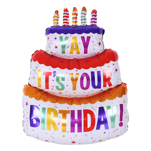 铝膜生日蛋糕气球惊喜卡通派对气球儿童布置创意用品浪漫场景装饰