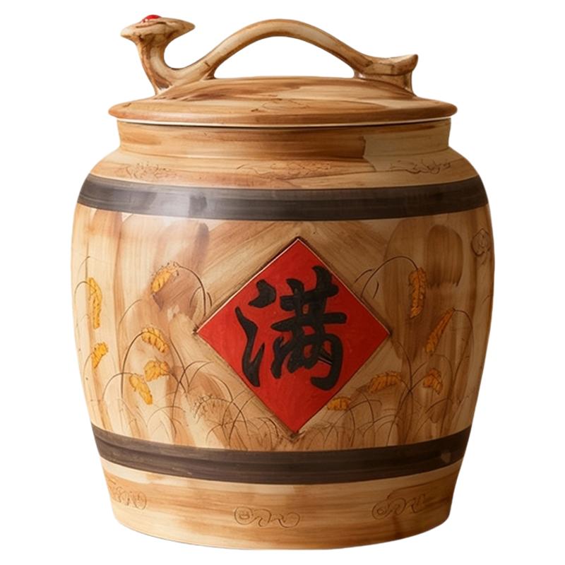 景德镇陶瓷复古米缸10斤20斤30斤50斤储米陶瓷罐米桶密封防潮缸子