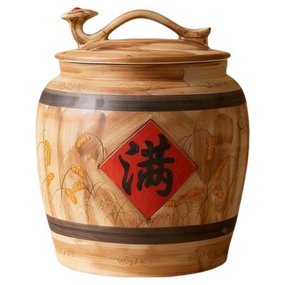 景德镇陶瓷复古米缸10斤20斤30斤50斤储米陶瓷罐米桶密封防潮缸子