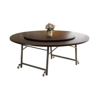 云沐语大餐桌圆桌15人20人家用可折叠伸缩折叠餐桌旋转中间带转盘