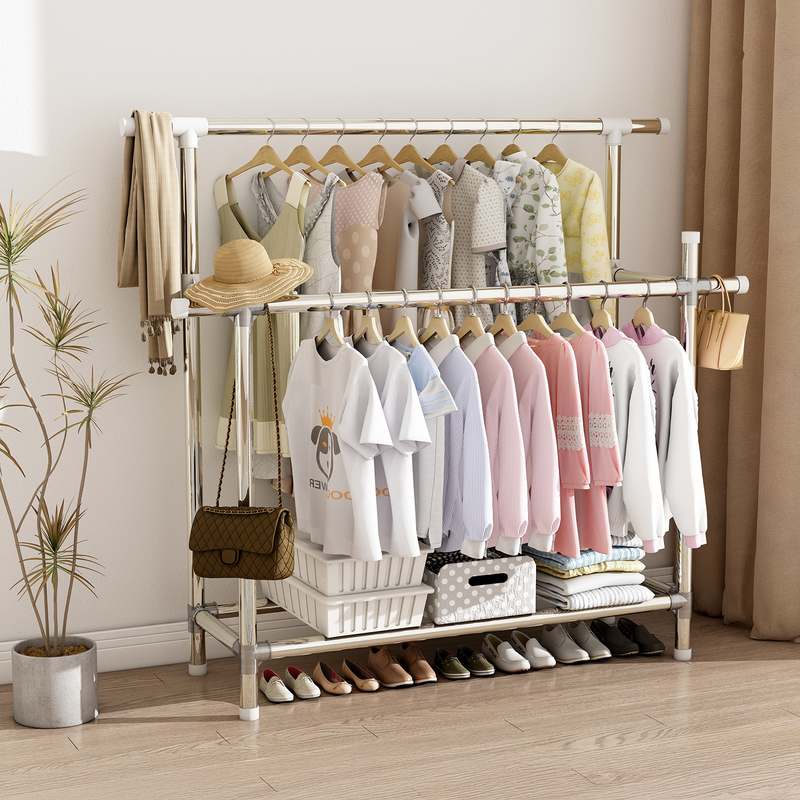 晾衣架阳台晾被宿舍用加粗免挂衣架学生家用款打孔放落地易晒被子