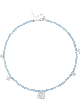 Neverfar幸运方牌天然天使石项链