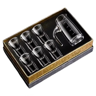 高档金箔白酒杯分酒器礼盒套装玻璃一口杯子弹杯家用水晶酒壶酒盅