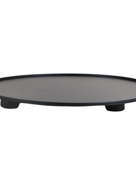 新中式哑黑色圆形托盘苔藓青苔花盆茶几桌面仿真花艺造景花器摆件