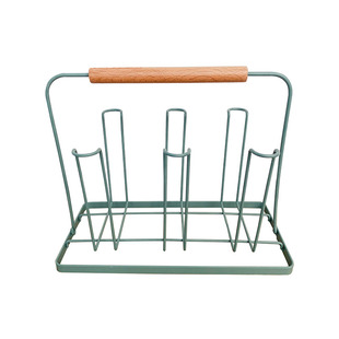 爱家居心选 带木质提手北欧极简铁艺家用马克杯红酒杯收纳架杯架