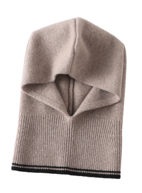 秋冬女针织连帽围脖一体保暖帽
