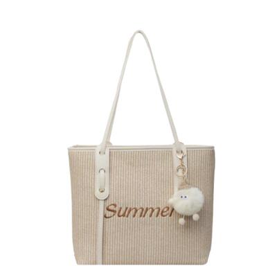 大容量编织托特包女夏2025新款女包休闲草编沙滩包高级感单肩大包