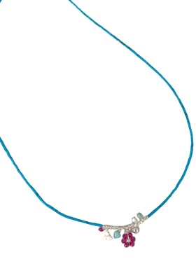 天然蓝松石S925碎银子项链