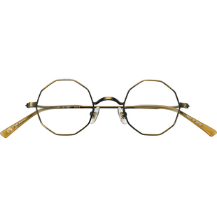 日本约翰列侬眼镜框六边形复古金丝小圆框近视纯钛全框眼镜架1087