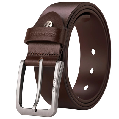 七匹狼高档针扣皮带头层纯牛皮