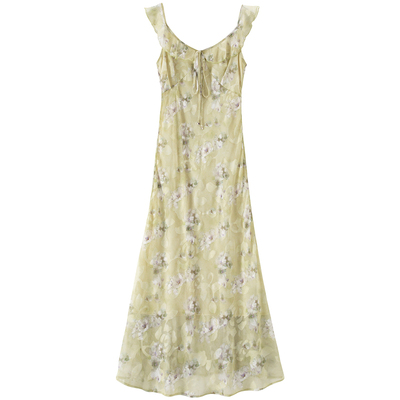 BANANA BABY2026年新款甜美法式度假风碎花荷叶边连衣裙女长裙