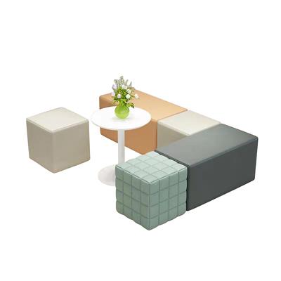 早教学校等候皮质长条办公沙发