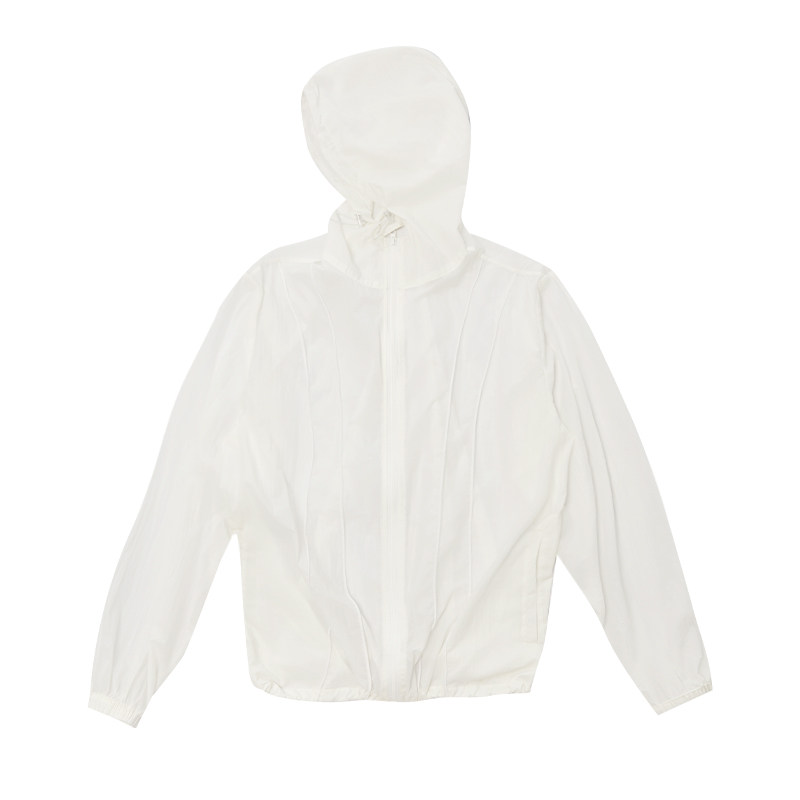 THELIGHT秋新款透明连帽防晒外套女空调衫休闲运动服跑步上衣白色