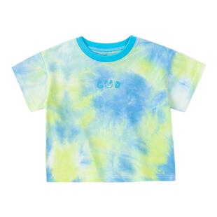 嘟嘟家儿童短袖夏季男童扎染T恤夏款女童薄款上衣t恤宝宝洋气夏装