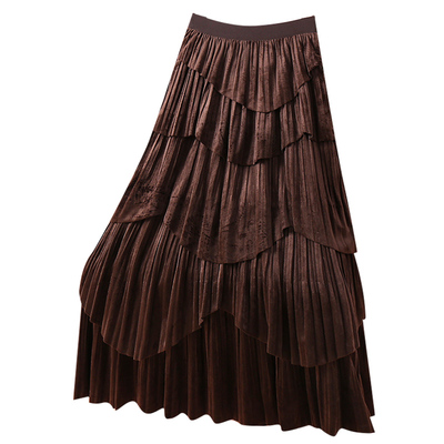 超好看！高级金丝绒蛋糕裙半身裙