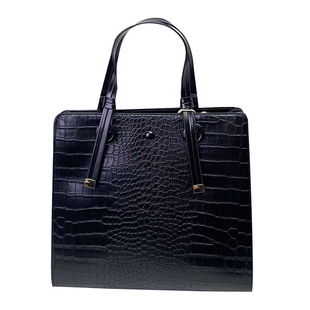 品牌撤柜新款真皮大容量手提包高档鳄鱼纹时尚牛皮单肩斜挎托特包