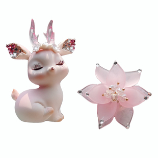 汽车上香水空调出风口车载香薰镶钻小鹿可爱摆件女神车内装饰用品