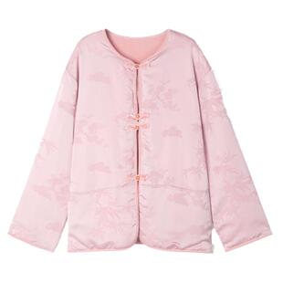 【清仓特价】新中式国风 两面穿精致提花丝绒对襟盘扣棉服外套
