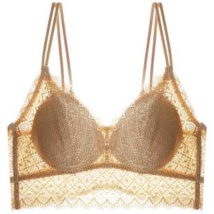 依曼丽无钢圈法式蕾丝吊带背心内衣女性感三角杯美背肩带百搭文胸