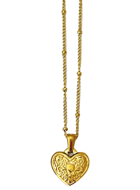 韩国小众钛钢金色爱心吊坠项链女