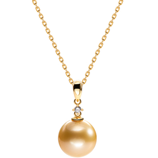 南珠宫925银 海水珍珠吊坠南洋金珠送银链女士礼物 C-D012SN-J