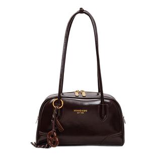 高级质感油皮复古包包女2025新款时尚单肩腋下包通勤手提波士顿包