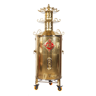 厂家直销寺庙佛堂双层不锈钢烧纸焚化炉烧经化宝特大桶金色烧金桶