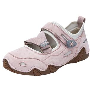 JEEP女鞋玛丽珍鞋女夏2026新款厚底休闲粉色运动单鞋魔术贴丑萌鞋