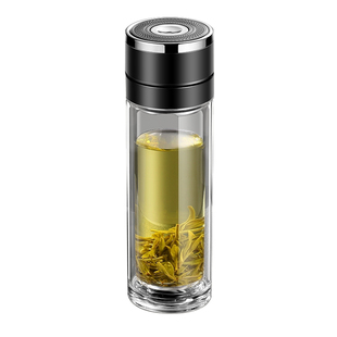 一键开盖玻璃杯子男款2025新款高硼硅防摔防爆泡茶杯专用玻璃水杯