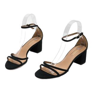 Aquazzura 日常通勤女士一字带粗跟凉鞋银泰百货301596