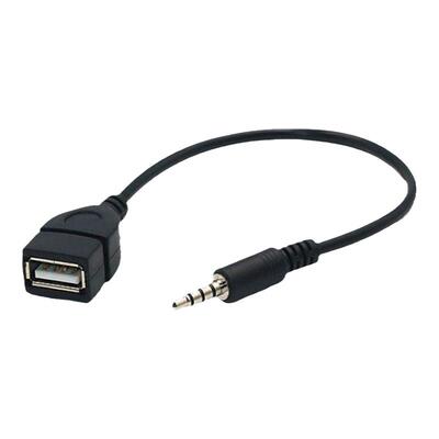 车载3.5mm插头aux转usb插U盘音频转换线车用音响aux音频MP3转接头