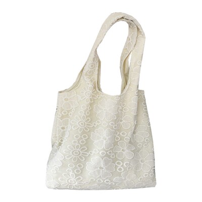 中国风刺绣蕾丝温柔风帆布包