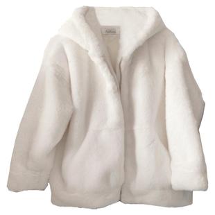 2025年冬季新款男士连帽衫仿獭兔毛加厚保暖毛绒人造环保皮草外套