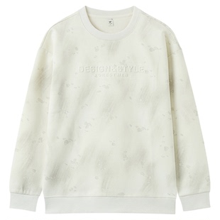 快鱼卫衣男2026春季新款复古泼墨工艺立体字母压印长袖男装上衣