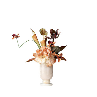 艺术天然玉石花瓶花艺架空层会所客厅茶几插花新中式创意桌面摆件