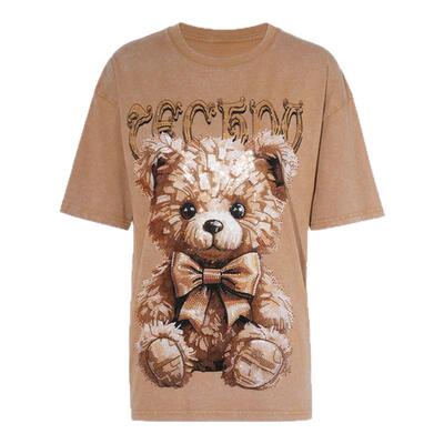 TCH烫钻时尚休闲百搭短袖T恤男女同款2026夏季新款T75B10E1017