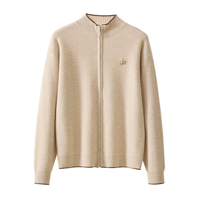 春竹100%绵羊毛2025秋冬新款加厚半高领拉链长袖羊毛衫女针织开衫