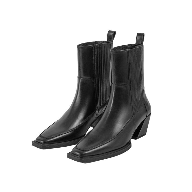 Vagabond ALINA女士牛皮方头方跟短筒靴西部靴2024秋冬系列