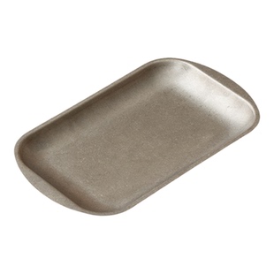 WENSHUO 复古不锈钢304长方形把手盘甜品盘咖啡托盘小食盘备餐盘