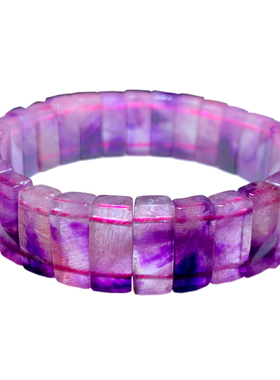 天然紫超七水晶手排紫发晶烟花女