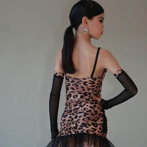 星辰舞服拉丁舞练习套装豹纹款气质显身材显白显瘦露背舒适透气款