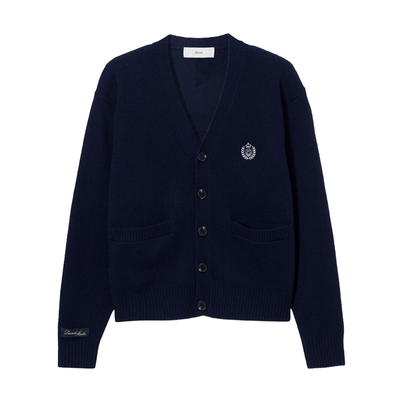 Dunst2025新品中性风简约V领基本款LOGO针织开衫UDSW5A102