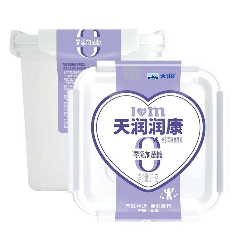 天润润康风味发酵乳酸奶润康0添加蔗糖大桶酸奶原味老酸奶1kg桶装
