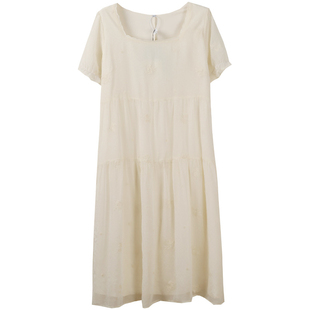 胖仙女莹莹大码女装胖mm夏260斤甜美绣花气质显瘦白色长款连衣裙