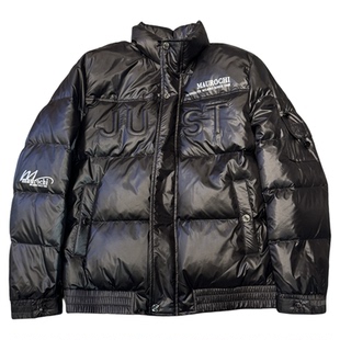 男士欧货时尚立领羽绒服2025秋冬新款黑色立体压花保暖百搭外套帅