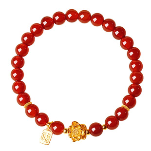宫里上新红玛瑙手串女红色玉石手链串珠本命年生日新年礼物送妈妈