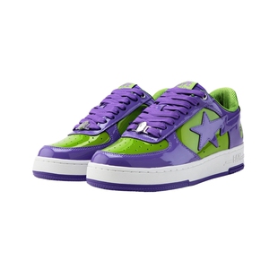 BAPE STA男女鞋25年春夏撞色星标亮面漆皮休闲鞋191303O