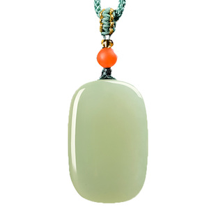 新疆和田玉白玉羊脂白晴水平安无事牌吊坠挂件玉石项链学生女款