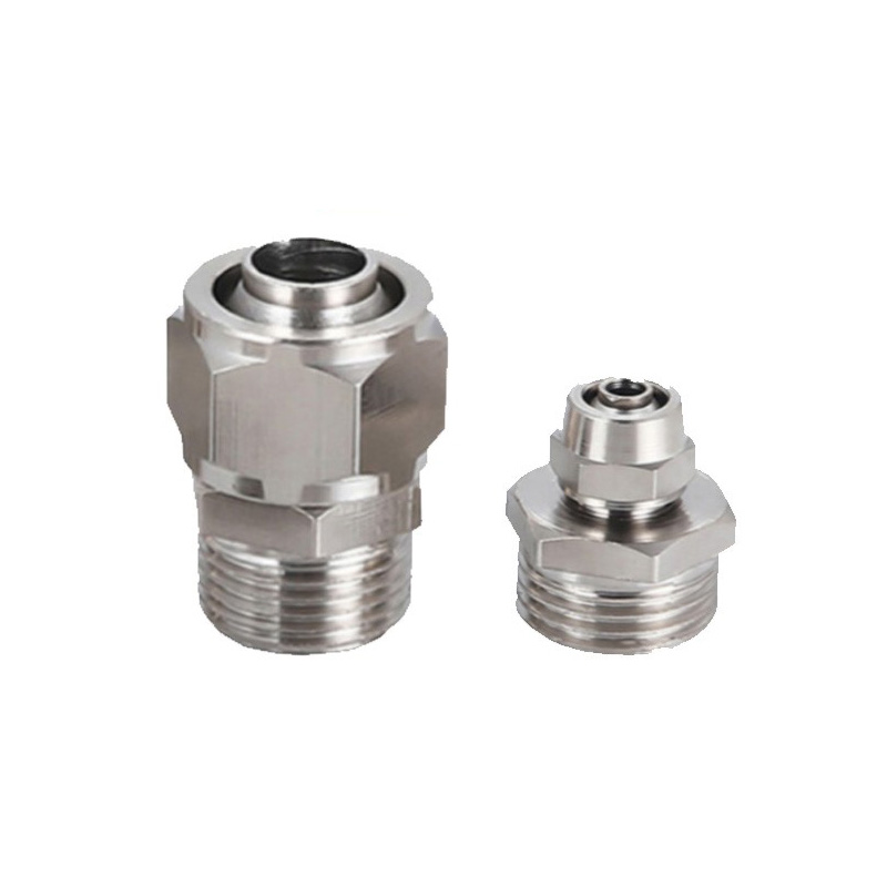 气动快速气管接头快拧PC8mm-02直通4-M5/6-01/10-03/12-04铜镀镍